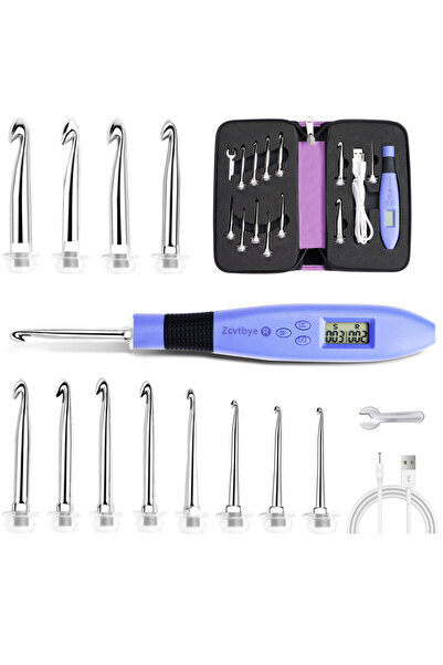 Choice مجموعة من 12 خطاف كروشيه مضاءة، 12 قطعة، مع عداد، مجموعة إبر حياكة مري...