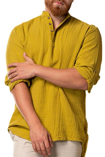 Eliş Şile Bezi Καλοκαιρινό φούτερ με μακρυμάνικο γιακά μουσελίνα Fat Green Ygysl