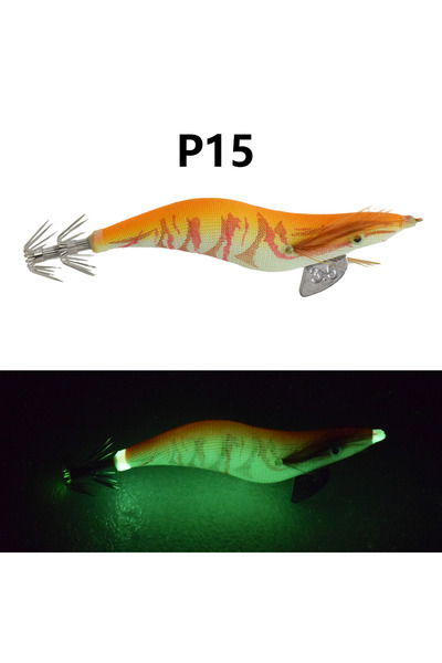 Choice P15 قطعة واحدة من طُعم الروبيان الخشبي المضيء، مزودة بخطاف حبار، وأدوا...