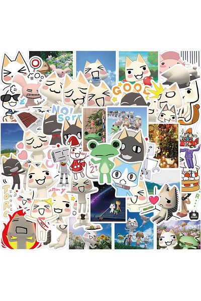 Choice 50pcs 50Pcs Cartoon Toro Inoue Cat Stickers Kawaii Waterproof Graffiti Vinyl Decals for laptop Guita