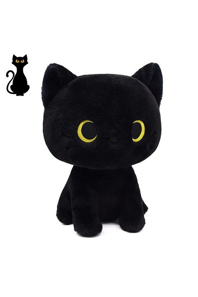 Choice A Kawaii Black Cat Plush Toy Halloween Stuffed Animal Pillow Black Cat Plush Doll Baby Toys Plushie.