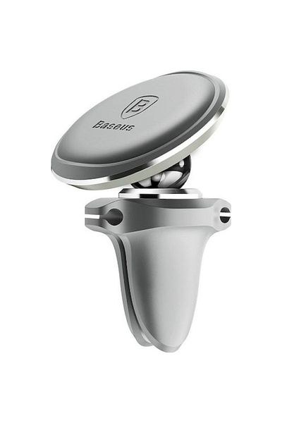 Baseus Baseus Magnetic Air Vent Car Mount Holder with Cable Clip - Silver