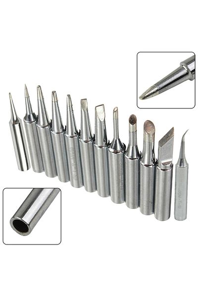Choice 12PCS 33mm Copper Soldering Iron Tips Set 900M-T Welding Station Tools I B C D K For 936 937 938 ...