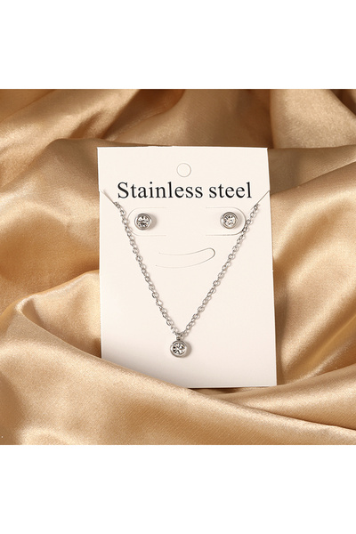 Choice 4 Cubic Zirconia Necklaces Jewelry Sets For Women Tiny Stainless Steel Gold Plated Pendant Necklace.