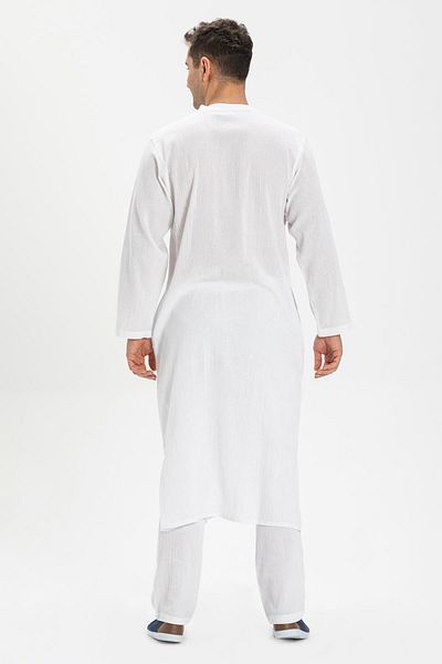 Eliş Şile Bezi Long Sleeve Şile Cloth Men's Hajj and Umrah Robe White Byz