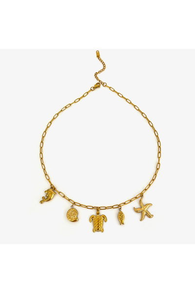 Choice1 Gold Peri'sbox New Trendy Gold Plated Starfish Conch Dolphin Turtle F...