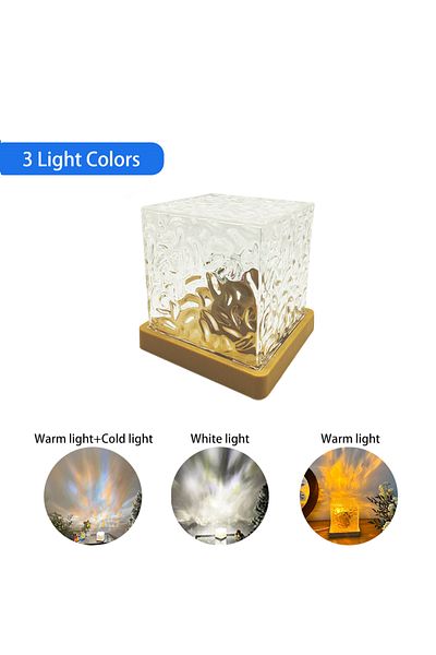 Choice Square-3 Colors Water Ripple Projector Water Ripple Projector Night Light 16 Colors Flame Crystal La