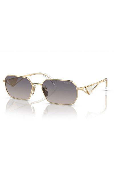 Prada Woman Irregular Sunglasses- Pr A51s - Lense Size:58mm - Pale Gold