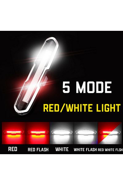 Choice Red White Light 3 Color Bicycle Rear Light Rechargeable Cycling Tail Lamp Waterproof Mtb Bike Warnin