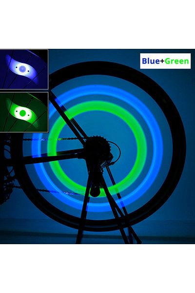 Choice Blue-Green Bike Wheel Spoke Light Tire Lights 3 Mode LED Waterproof Bike Safety Warning Easy To Inst