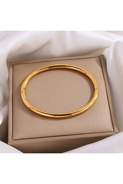 Choice Gold Color ZAKOL Waterproof Stainless Steel Cuff Bracelet Bangles for Women Smooth Metal Openable Br