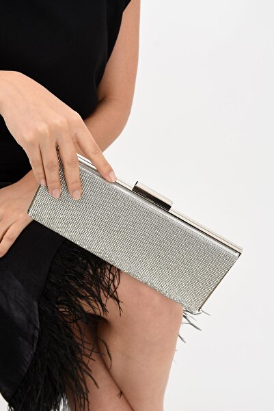 Getcho Dreap Women's Stone Clutch Silver Evening Dress Bag Chain Strap Evening Bag Stylish Portfolio Wedding Model