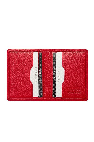 Tergan Red Genuine Leather Unisex Credit Card Holder - S1Kk00001666-B68