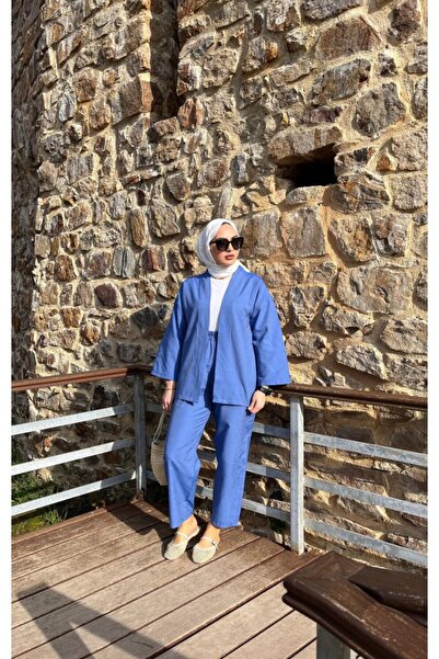 lermona Janes Women's Long Sleeve Open Front Woven Jacket and Pants Two Piece...