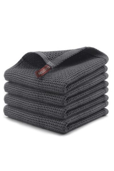 Choice 6 قطع رمادية 4/6 قطع مناشف مطبخ قطنية ناعمة ماصة للأطباق، قماش تنظيف م...