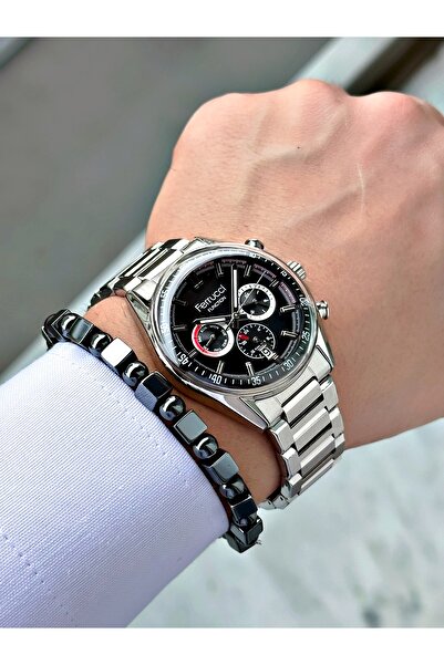 Ferrucci FERRUCCİ FUNCTION TAKVİMLİ SİYAH KADRANLI GÜMÜŞ METAL ERKEK KOL SAATİ