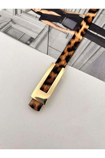 MODAM HİFA Γυναικεία ζώνη Leopard Gold Buckle Ζώνη παντελονιού Ζώνη φόρεμα Ζώνη πουκάμισο Ζώνη παλτό