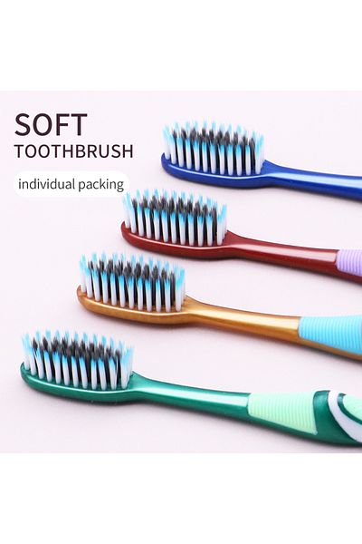 Choice 6 toothbrushes Adult soft bristled toothbrush Large brush head 6 independent packages for Men and wo