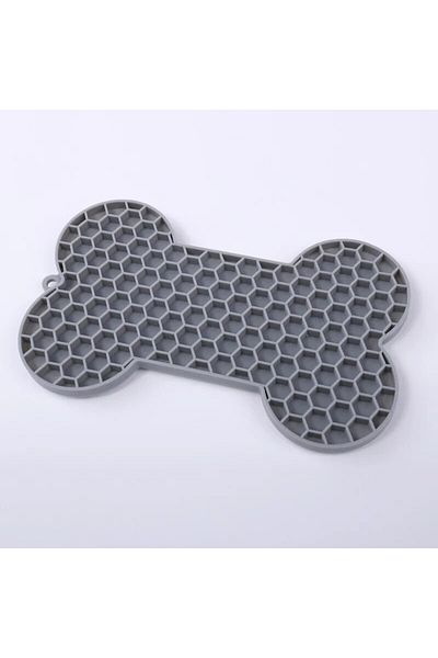 Choice grey Bone-Shaped Silicone Dog Lick Pad - Relieve Boredom & Anxiety with Delicious Treats!