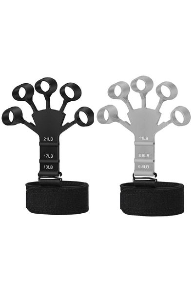 Choice 1 pair Black Gray Finger Gripper Finger Exerciser Guitar Finger Exerciser 6 Resistant Levels Recover