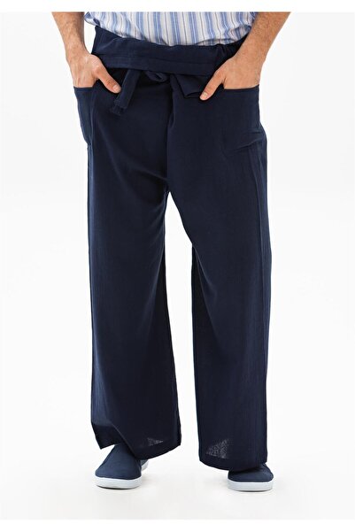 Eliş Şile Bezi Men's Sile Bezi Thai Fisherman Summer Pants Navy Blue Lcvt
