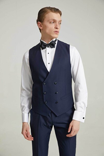 Tween Slim Fit Lacivert Smokin Takim Yelekli