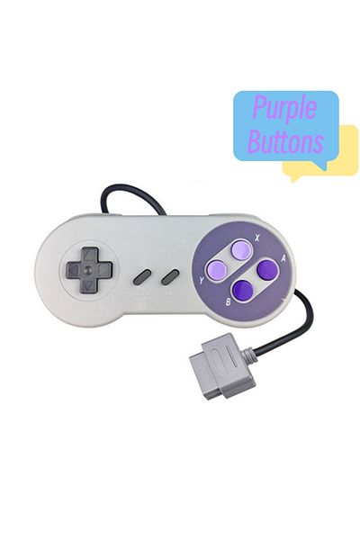 Choice لوحات ألعاب بديلة أرجوانية اللون لجهاز Snes لجهاز SFC 16 بت مع مقبض وحدة تحكم ألعاب الفيديو زر ملون أرجواني