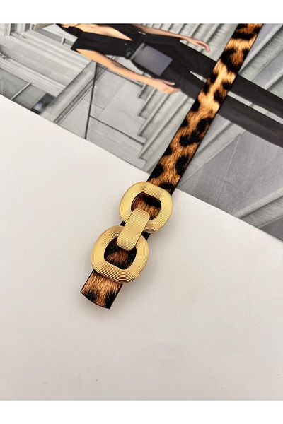 MODAM HİFA Cureaua de damă cu cataramă aurie leopard Pantaloni Curea Rochie Curea Cămașă Curea Jachetă