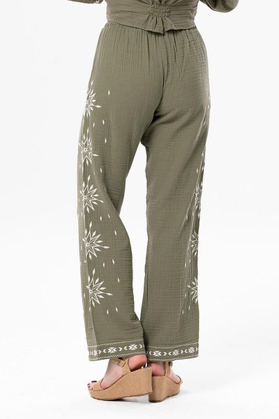 Eliş Şile Bezi Elastic Waist Daylight Summer Muslin Trousers Khaki Hk