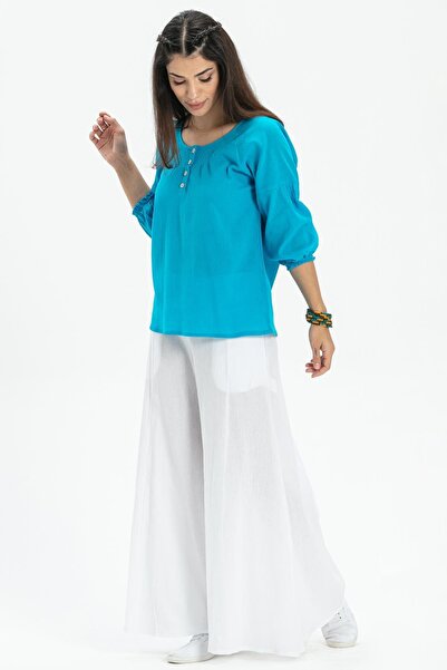 Eliş Şile Bezi Φαρδύ Καλοκαιρινό Λευκό Ύφασμα Şile