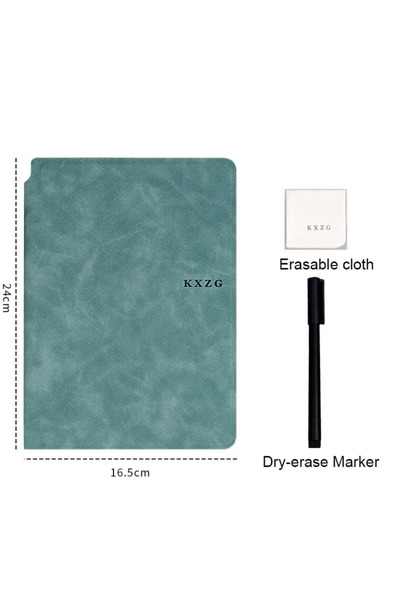 Choice مجموعة دفاتر ملاحظات بيضاء قابلة لإعادة الاستخدام مقاس A5 باللون الأزرق البحري مع قلم للسبورة البيضاء وقطعة قماش للمسح ولوحة ملاحظات جلدية Wee