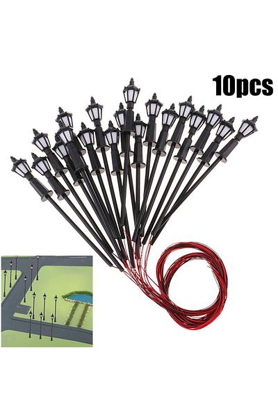 Choice Enhance The Realism Of Your Model Railway Train 00 Park With 10x LED Street Lamp Lighting, Suitab...