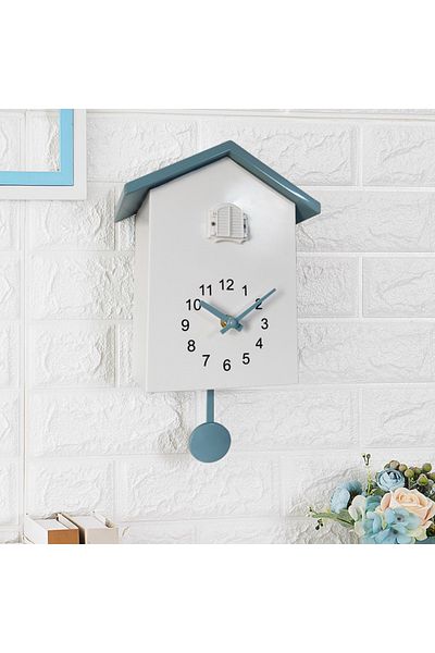 Choice Blue White 20x25cm Cuckoo Quartz Wall Clock Modern Bird Home Living Room Hanging Watch Horologe Cloc