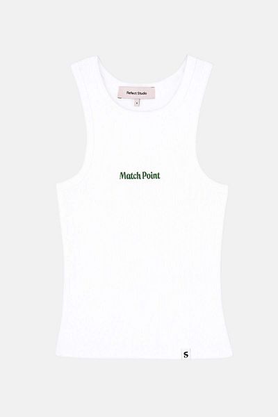 Socrates Match Point Ribbed Halter Neck Tank Top - White