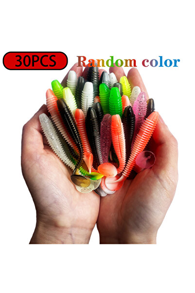 Choice 5.5 سم - 1.3 جرام لون عشوائي - 30 قطعة طُعم سيليكون 30 قطعة 60 قطعة 10...