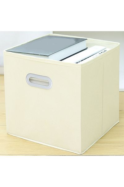 choice2 Beige Fabric Cloth Storage Box for Book Clothes Toys Sundries Storage Foldable Closet Drawer Storage