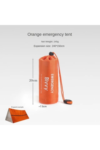 Choice طقم خيمة برتقالية لشخصين، خيمة طوارئ، خيمة بقاء، أنبوب مايلار، كيس نوم...