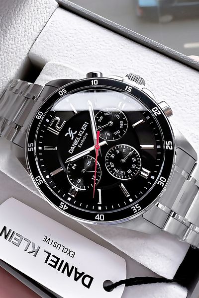 Daniel Klein Men's Wristwatch 3 Atm Waterproof Silver Color Steel Strap + Bracelet DKE2031C5