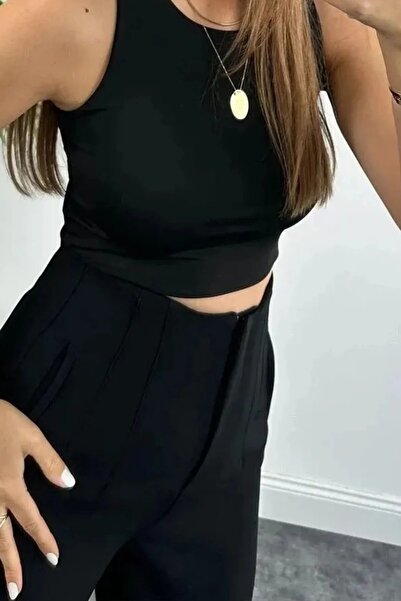 EN MODA STORE Carrot Leg Classic Stylish Women's Black Trousers