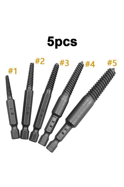 Fbiannely 5Pcs 5pcs Screw Extractor Center Drill Bits Guide Set Broken Damaged Bolt Remover Hex Shank And Span