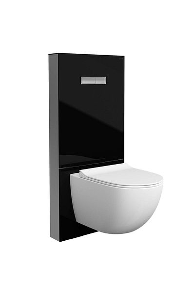 VitrA Cadru WC cu rezervor apa, sticla neagra, pentru vas WC suspendat, 3/6