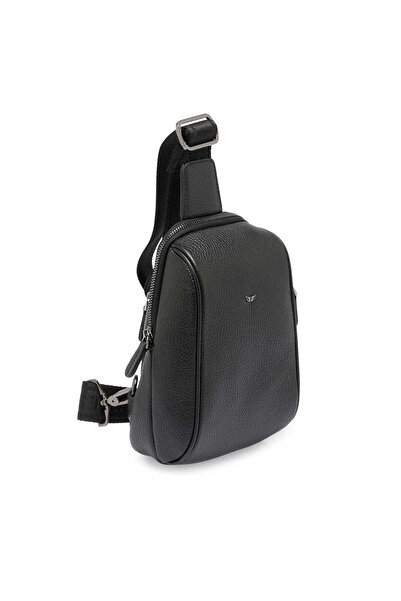 Tergan Black Genuine Leather Unisex Crossbody Bag - S1Ac00021511-A41