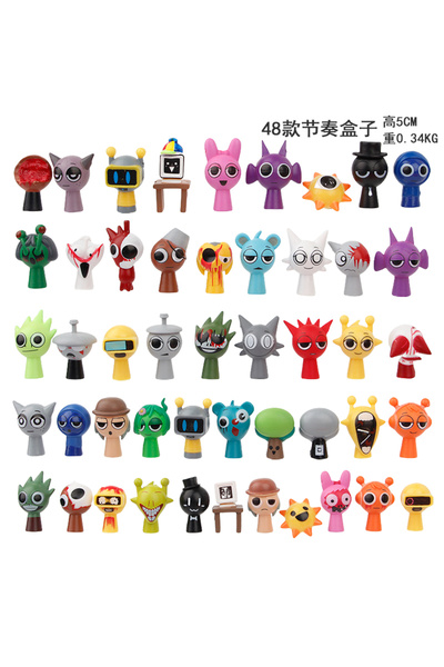 Choice black 48pcs/Set Mini Sprunki Action Figure Toy Cartoon Movie Sprunki Wenda Model Doll Figurines Kids