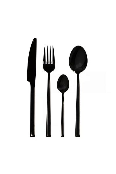 Ambition Stainless steel cutlery set, 24 pieces, 6 people, black, Como Black