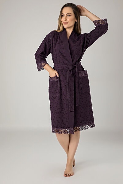 Nuşa Kimono Brodeli Bambu Pamuk Sabahlık