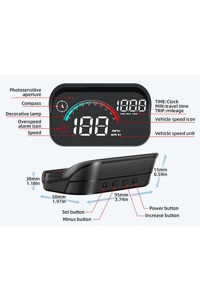 RYSJM AD M22 GPS HUD For All Cars Head Up Display Universal Digital GPS Speedometer LCD Projection On G...