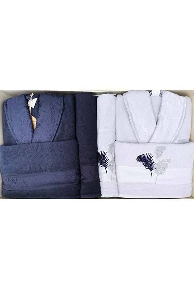Özdilek Set halate de baie pentru familie Özdişek Bumbac 6 piese-Golden Palm Navy Silver