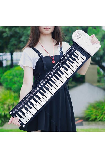 Choice BLack IRIN 49-Key Hand Roll Up Piano Silicone Portable Keyboard Musical Instrument for Education Fol