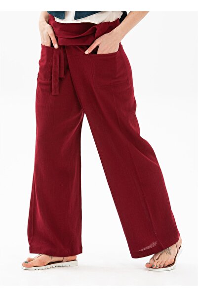 Eliş Şile Bezi Women's Şile Cloth Thai Fisherman Summer Trousers Claret Red Brd