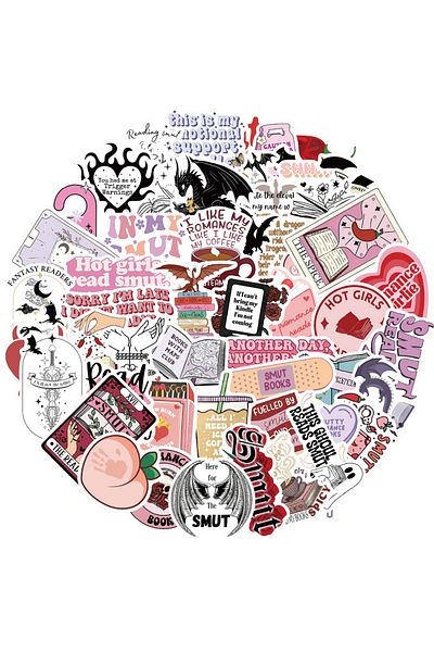 Choice 52PCS 52pcs Bookish Smutty Reading Stickers Decals Graffiti For Guitar Phone Laptop Computer Beautif